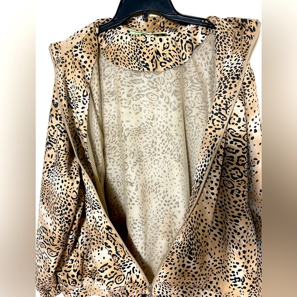 Allyson Whitmore Fall Woman Windbreaker Brown Leopard Print Jacket golf 2X - Picture 12 of 15